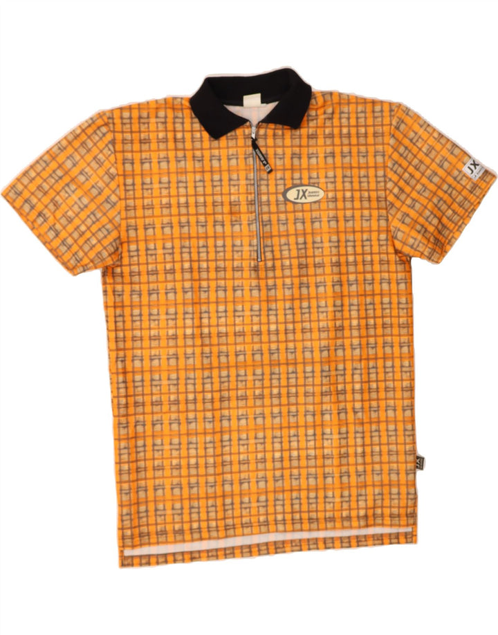 JEANTEX Mens Polo Shirt Large Yellow Check Polyester Vintage Jeantex and Second-Hand Jeantex from Messina Hembry 