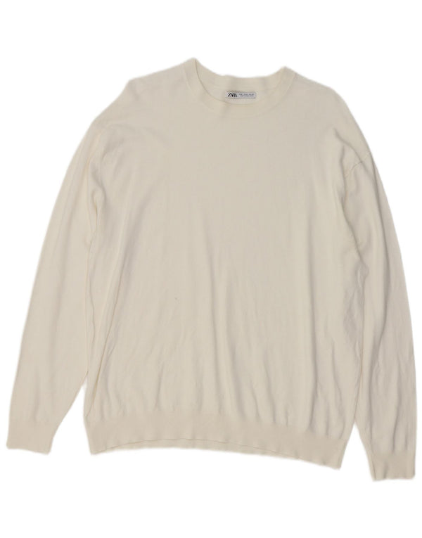 Zara Herre sweater med rund hals, medium hvid