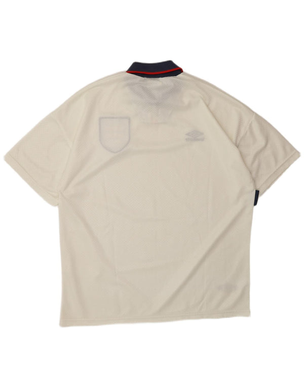UMBRO Herre England 1993-1994 Hjemmegrafisk poloshirt XL hvid polyester
