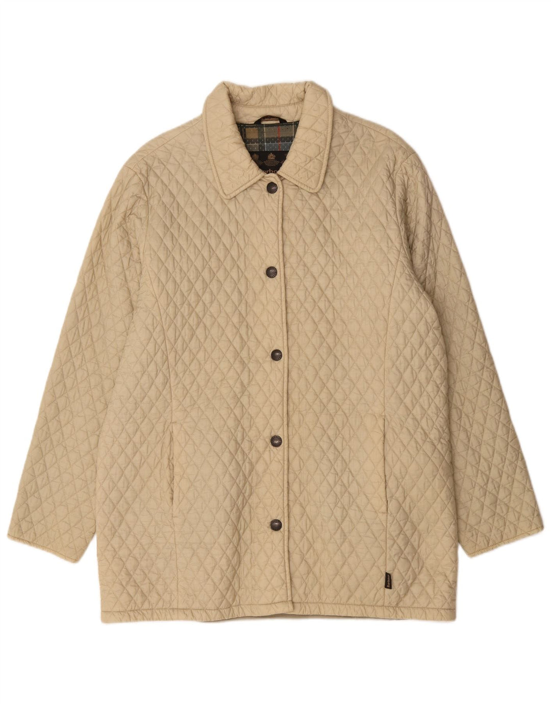 Barbour Quiltet Overfrakke til kvinder UK 16 Stor Beige Polyamid