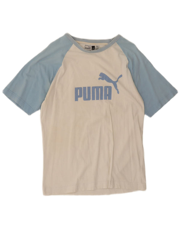 Puma Mens Graphic T-Shirt Top Large White Colourblock