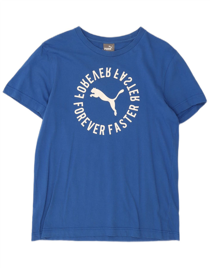 Puma Herre Grafisk T-Shirt Top Stor Blå Bomuld