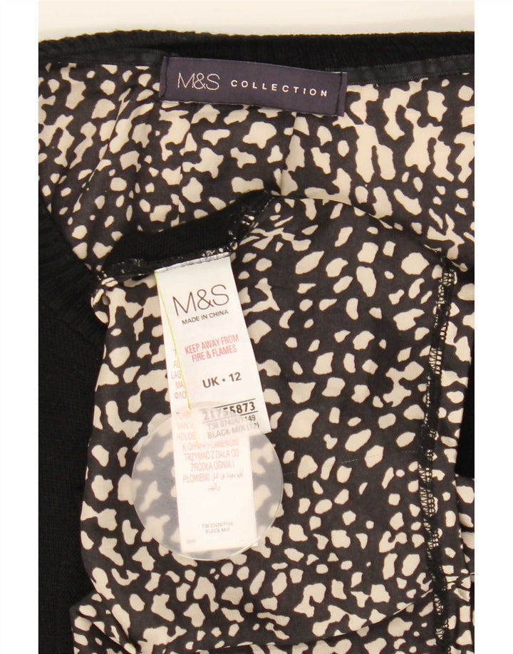 Marks & Spencer Dametop Langærmet UK 12 Medium Black Animal Print
