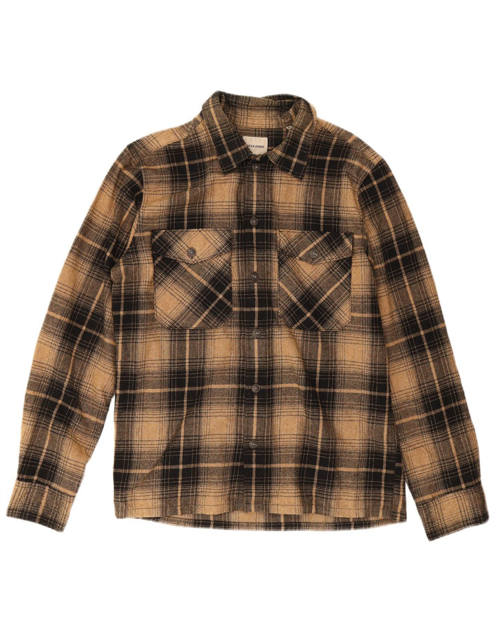 Jack & Jones herre flannelskjorte medium brun ternet bomuld