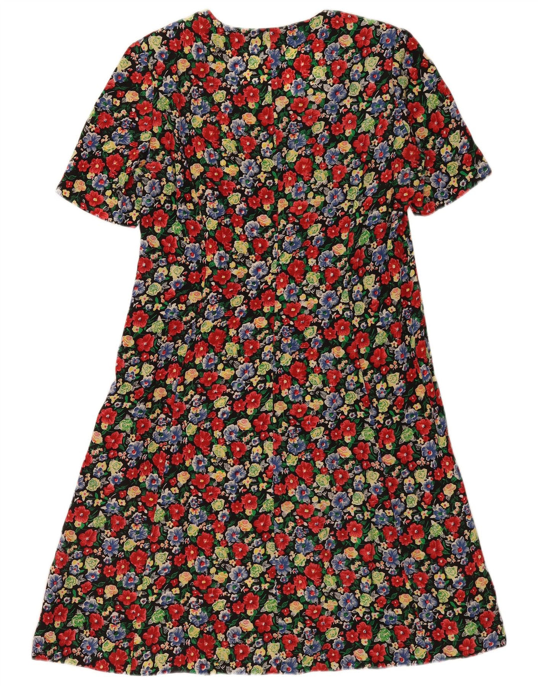Vintage Dame A-Line Kjole UK 14 Medium Multicolored Floral