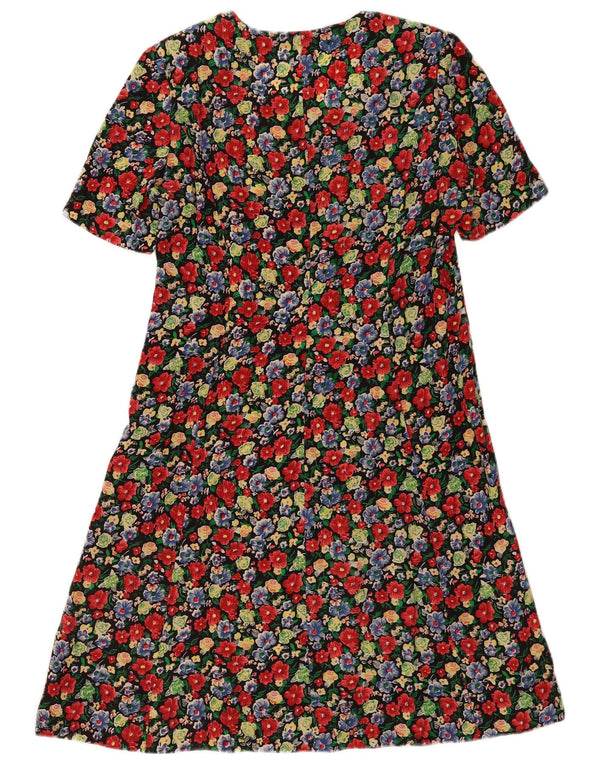 Vintage Dame A-Line Kjole UK 14 Medium Multicolored Floral