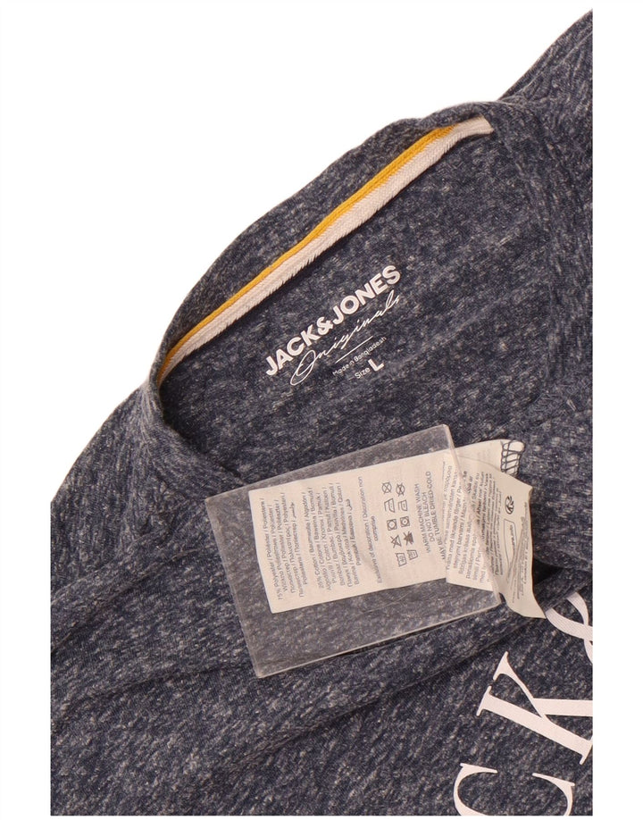 Jack & Jones Herre grafisk T-shirt Top Large Navyblå Flecked Polyester