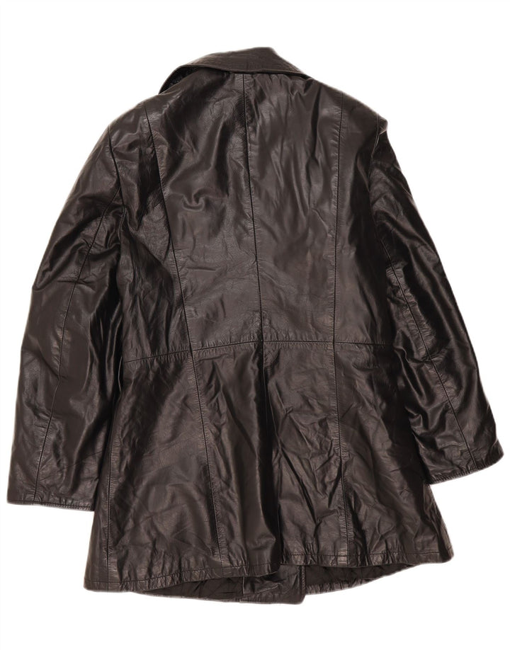 Vintage dobbeltradet læderfrakke til kvinder IT 44 Medium Sort