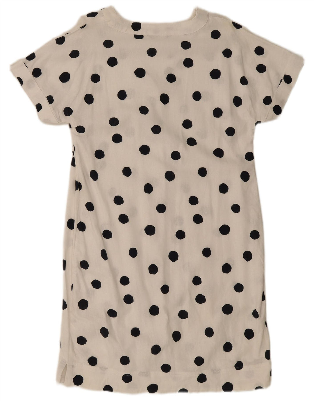 Marks & Spencer Dame A-Line Kjole UK 14 Medium White Polka Dot Flax