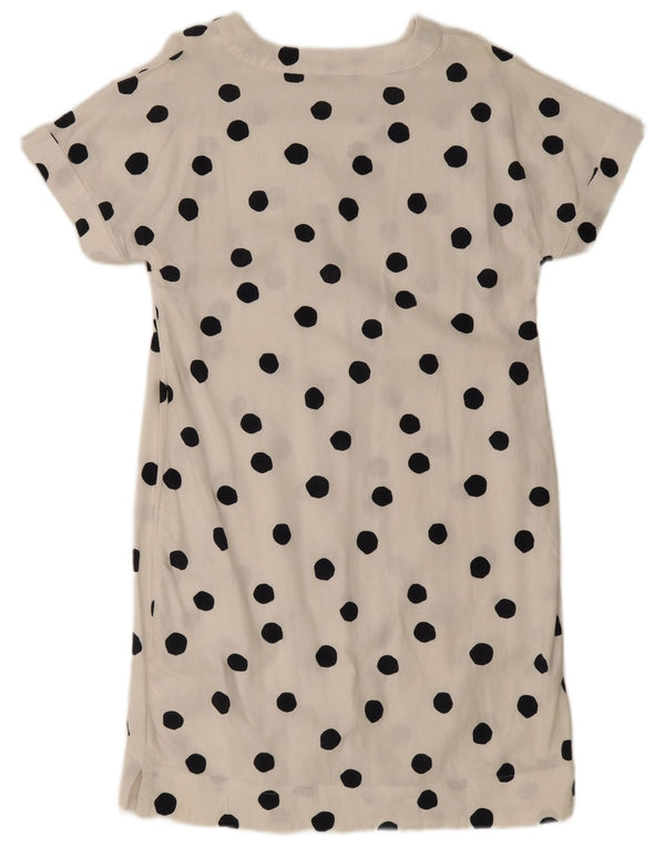 Marks & Spencer Dame A-Line Kjole UK 14 Medium White Polka Dot Flax