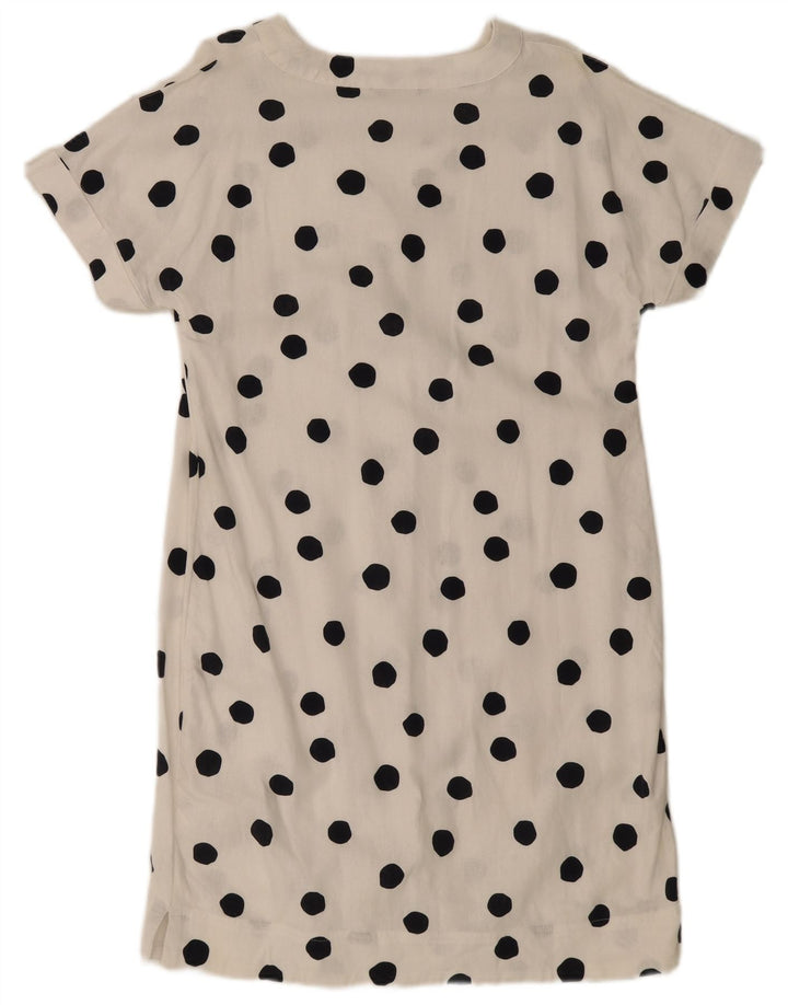 Marks & Spencer Dame A-Line Kjole UK 14 Medium White Polka Dot Flax