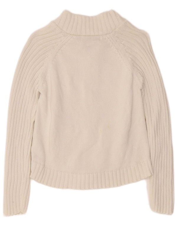 Zara Dame Trafaluc Crop Cardigan Sweater med fuld lynlås UK 14 Large White