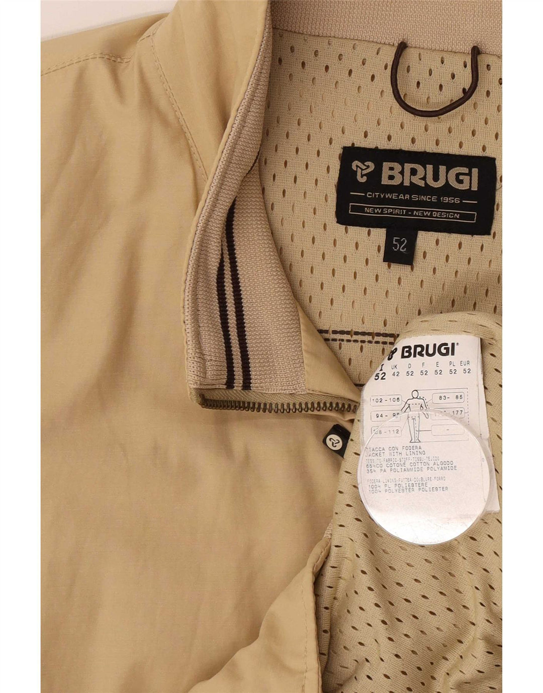 Brugi Herre Bomber Jacket UK 42 XL Beige Bomuld