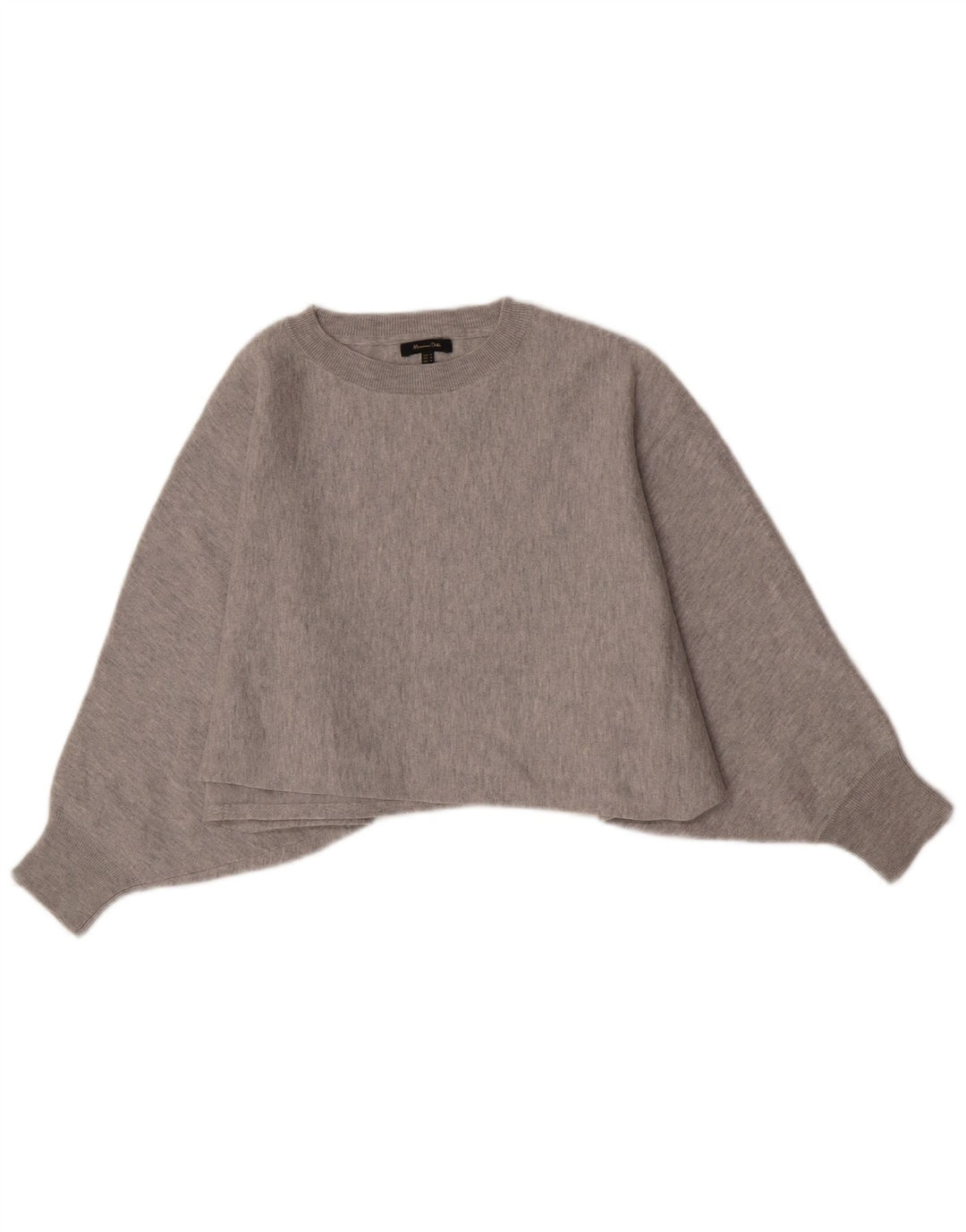 Massimo Dutti Womens Crop Sweatshirt Jumper UK 14 Medium Grey Flecked