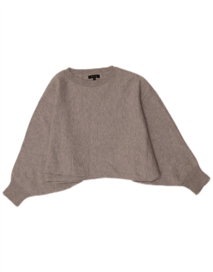Massimo Dutti Womens Crop Sweatshirt Jumper UK 14 Medium Grey Flecked
