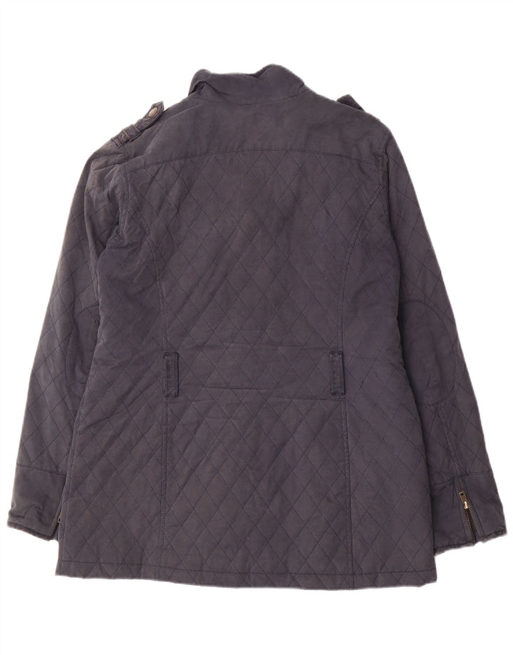 CREW CLOTHING Dame Military Quilted Jacket UK 14 Large Navy Blue Bomuld