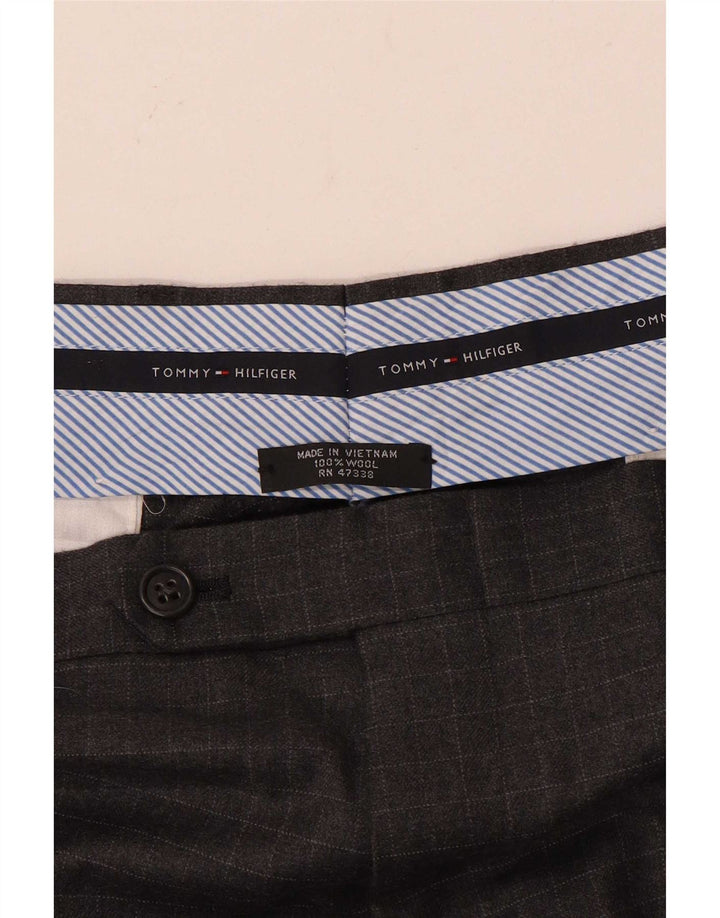 Tommy Hilfiger Herre Lige jakkesæt bukser W34 L33 Grå ternet uld