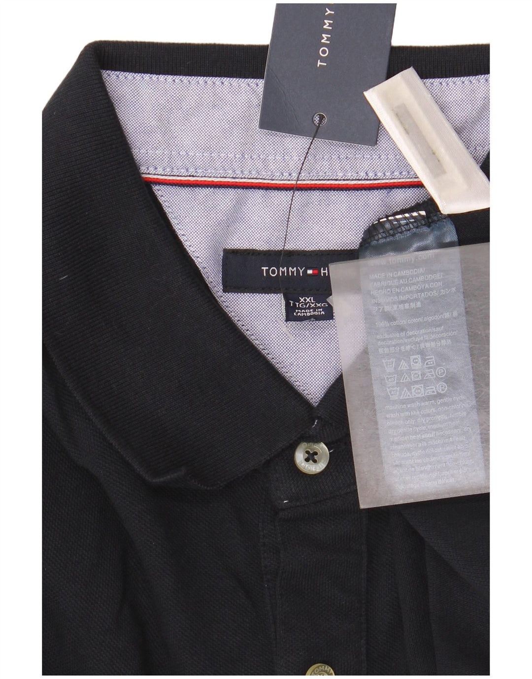 Tommy Hilfiger herre poloshirt 2XL marineblå bomuld