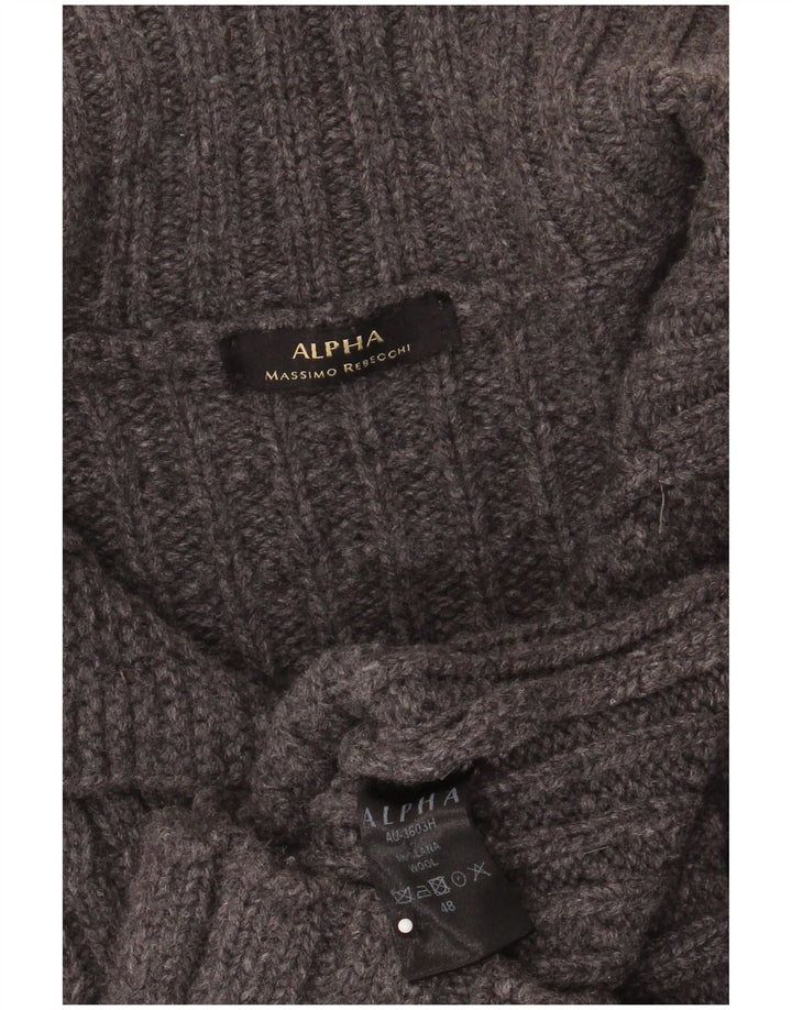 Alpha Massimo Rebecchi Herre Button Neck Jumper Sweater IT 48 Medium Grey