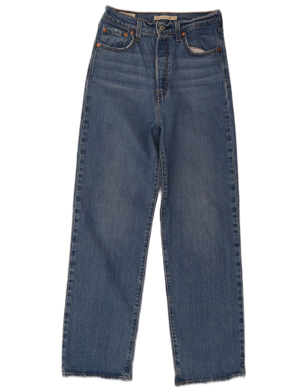 Levi's Dame Ribcage Højtaljede Lige Jeans W25 L29 Blå Bomuld