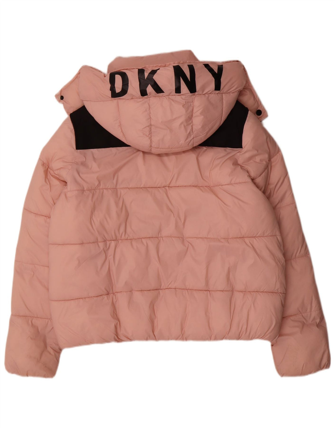 Dkny Womens Oversized grafisk polstret jakke UK 16 Large Pink Colourblock