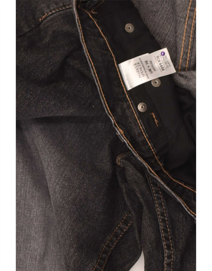 Marks & Spencer Dame Bootcut Jeans UK 16 Large W34 L30 Black Bomuld