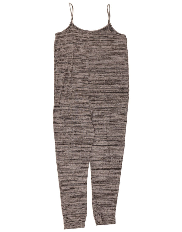 Topshop Dame Ærmeløs Jumpsuit UK 12 Medium Grå Stribet Viscose
