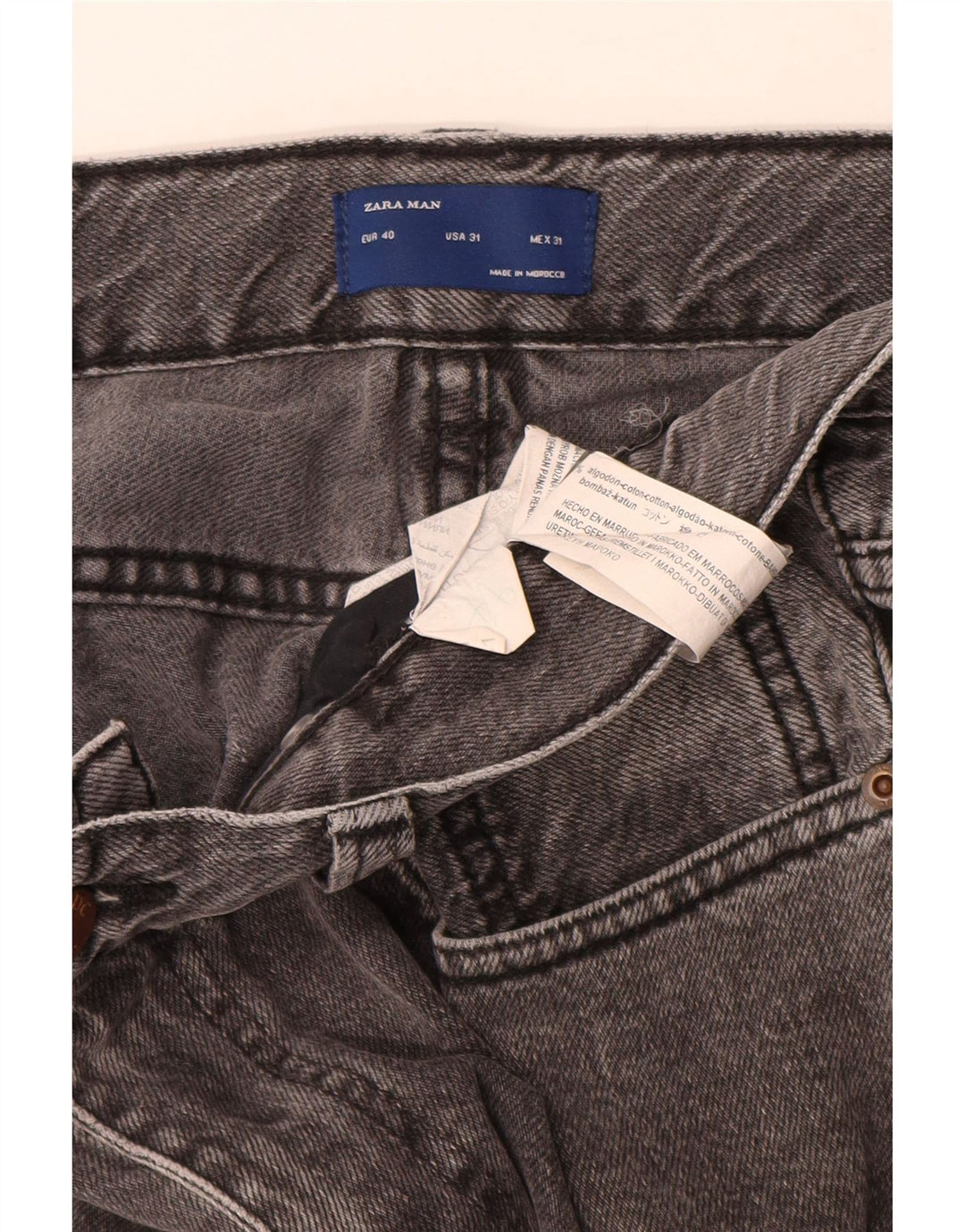 ZARA Herre Slim Jeans EU 40 Medium W31 L29 Grå Bomuld