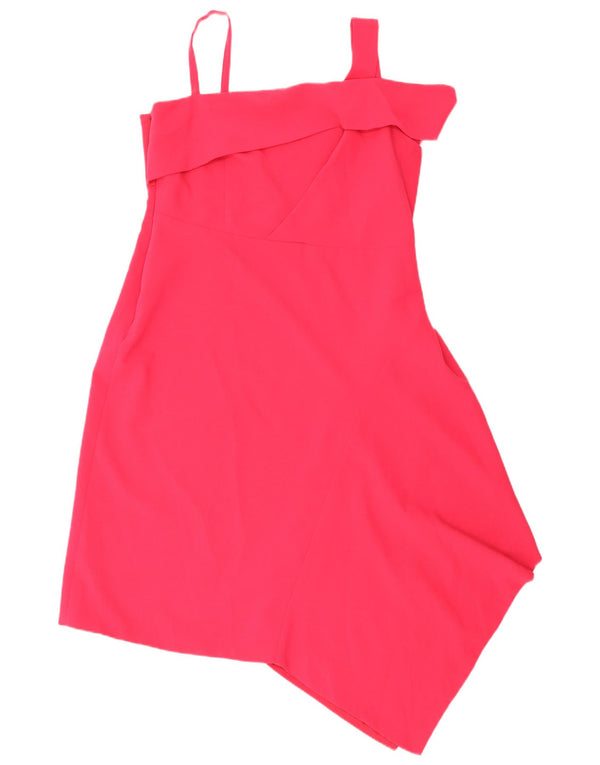 Coast Womens Ærmeløs Asymmetrisk Kjole UK 18 XL Pink Polyester