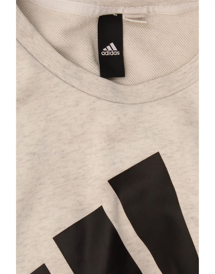 ADIDAS Mens Graphic Sweatshirt Jumper Small Grey Flecked Vintage Adidas and Second-Hand Adidas from Messina Hembry 