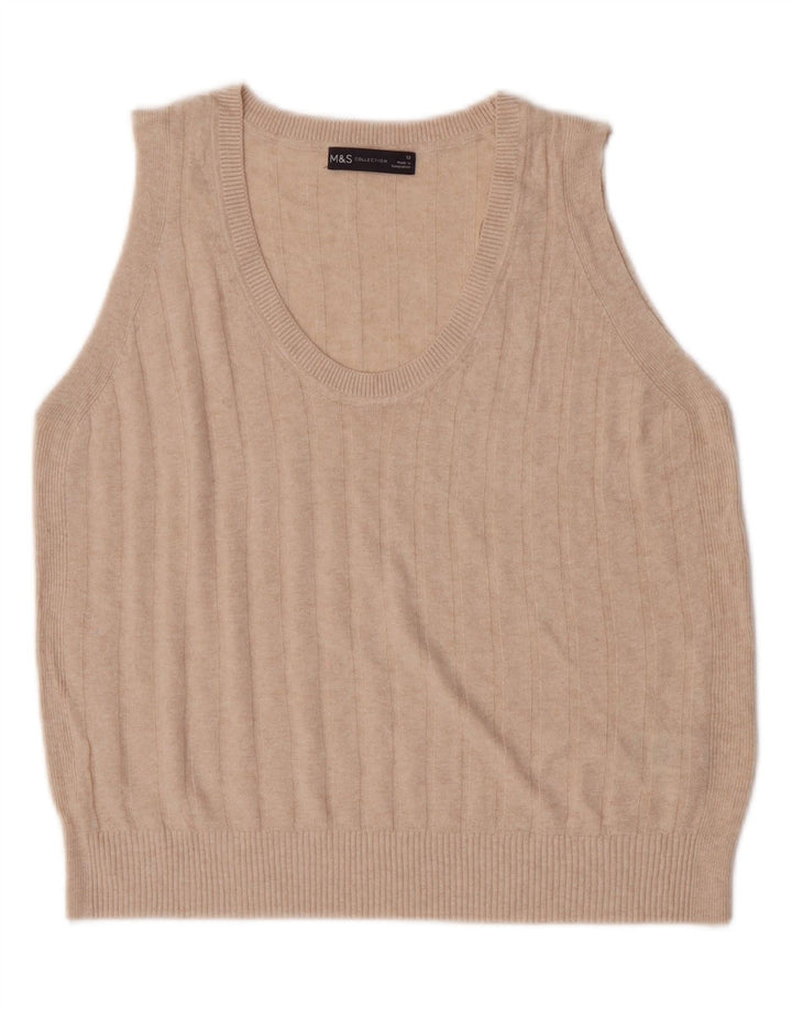 Marks & Spencer Damevest Tank Top UK 12 Medium Beige Viscose