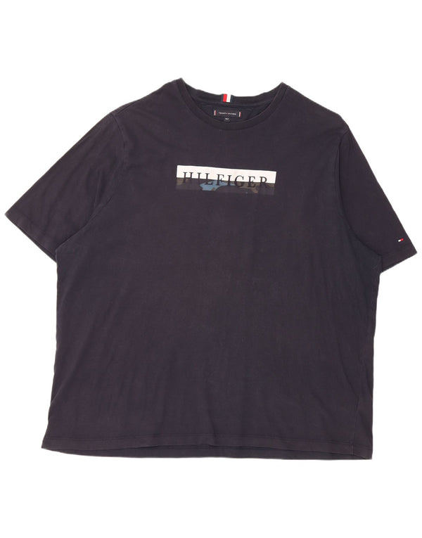 Tommy Hilfiger Herre høj grafisk T-shirt top 4XL marineblå bomuld