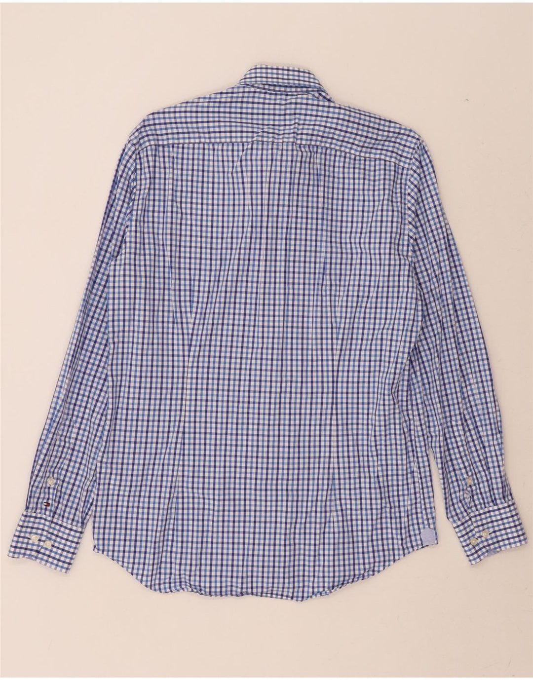 TOMMY HILFIGER Mens Tailored Fitted Shirt Size 39 15 1/2 Medium Blue Check Vintage Tommy Hilfiger and Second-Hand Tommy Hilfiger from Messina Hembry 