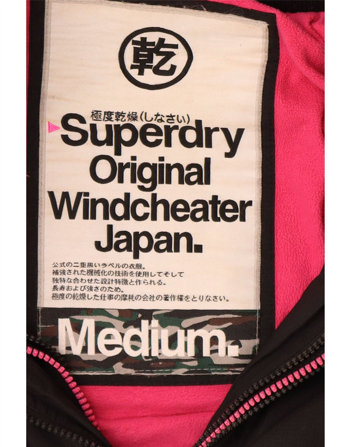 Superdry Windcheater Windbreaker Jacket UK 14 Medium Sort Nylon