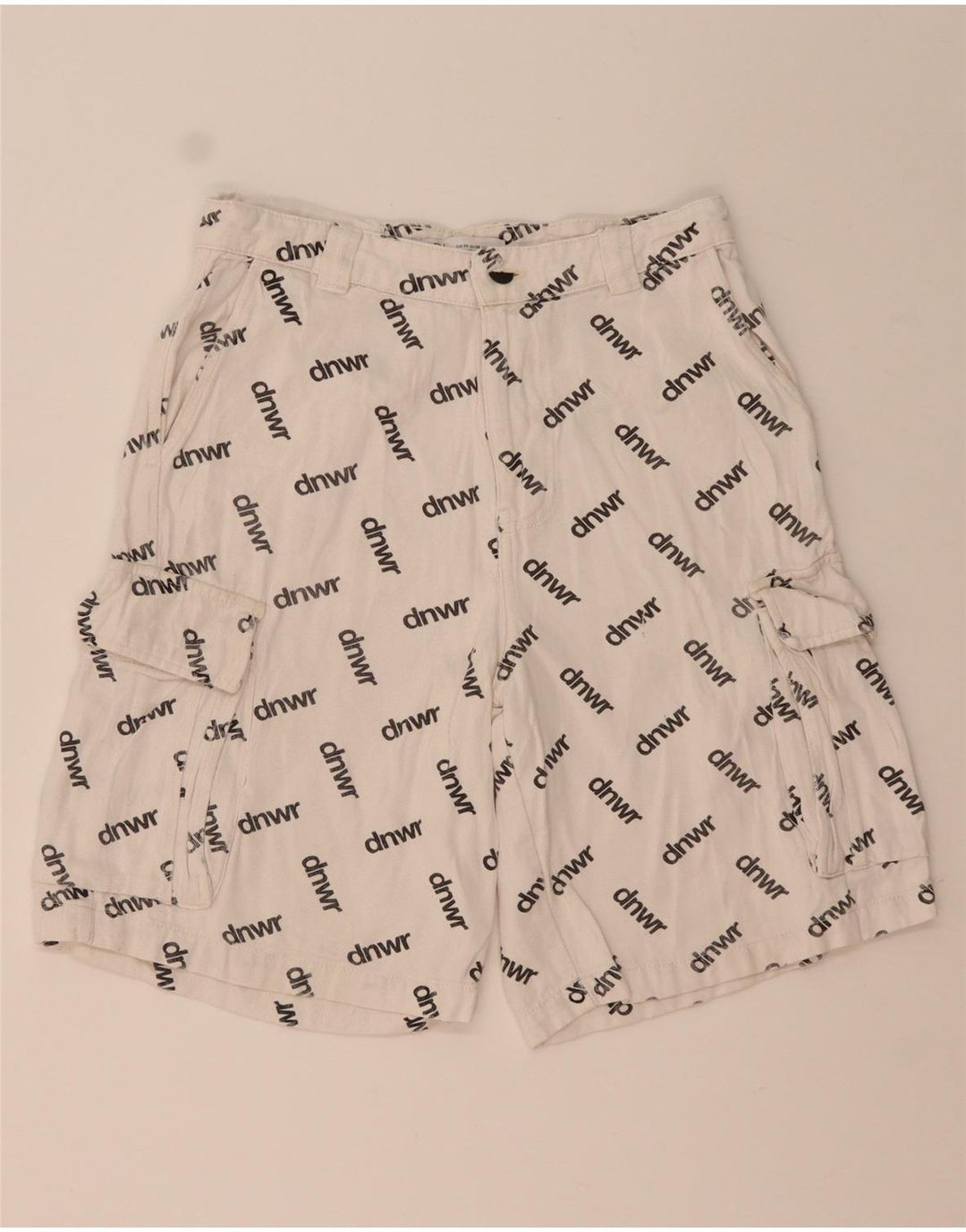 Zara Herre Graphic Cargo Shorts EU 38 Small W30 White