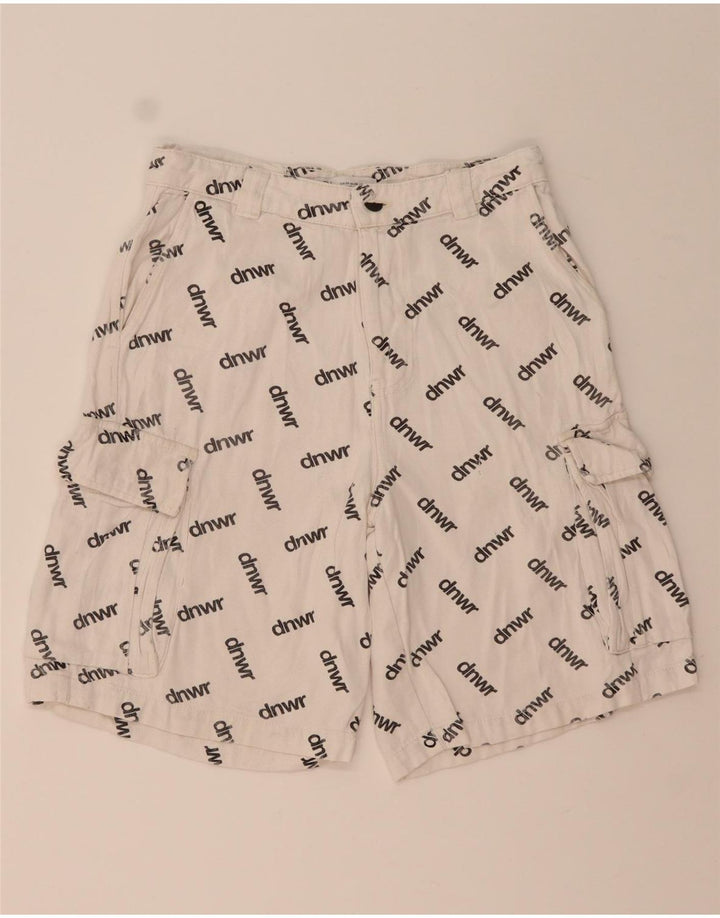 Zara Herre Graphic Cargo Shorts EU 38 Small W30 White