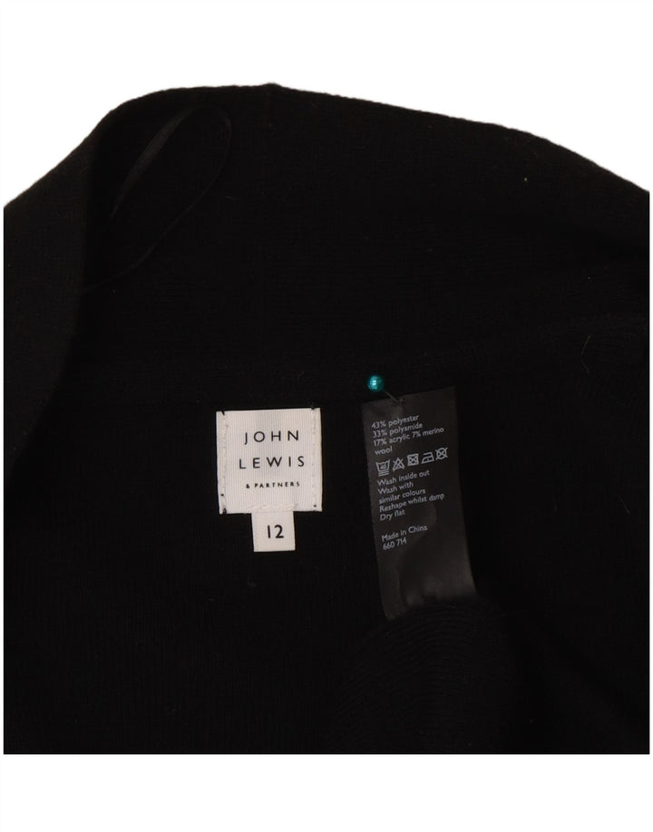 John Lewis Dame Longline Open Cardigan Sweater UK 12 Medium Black