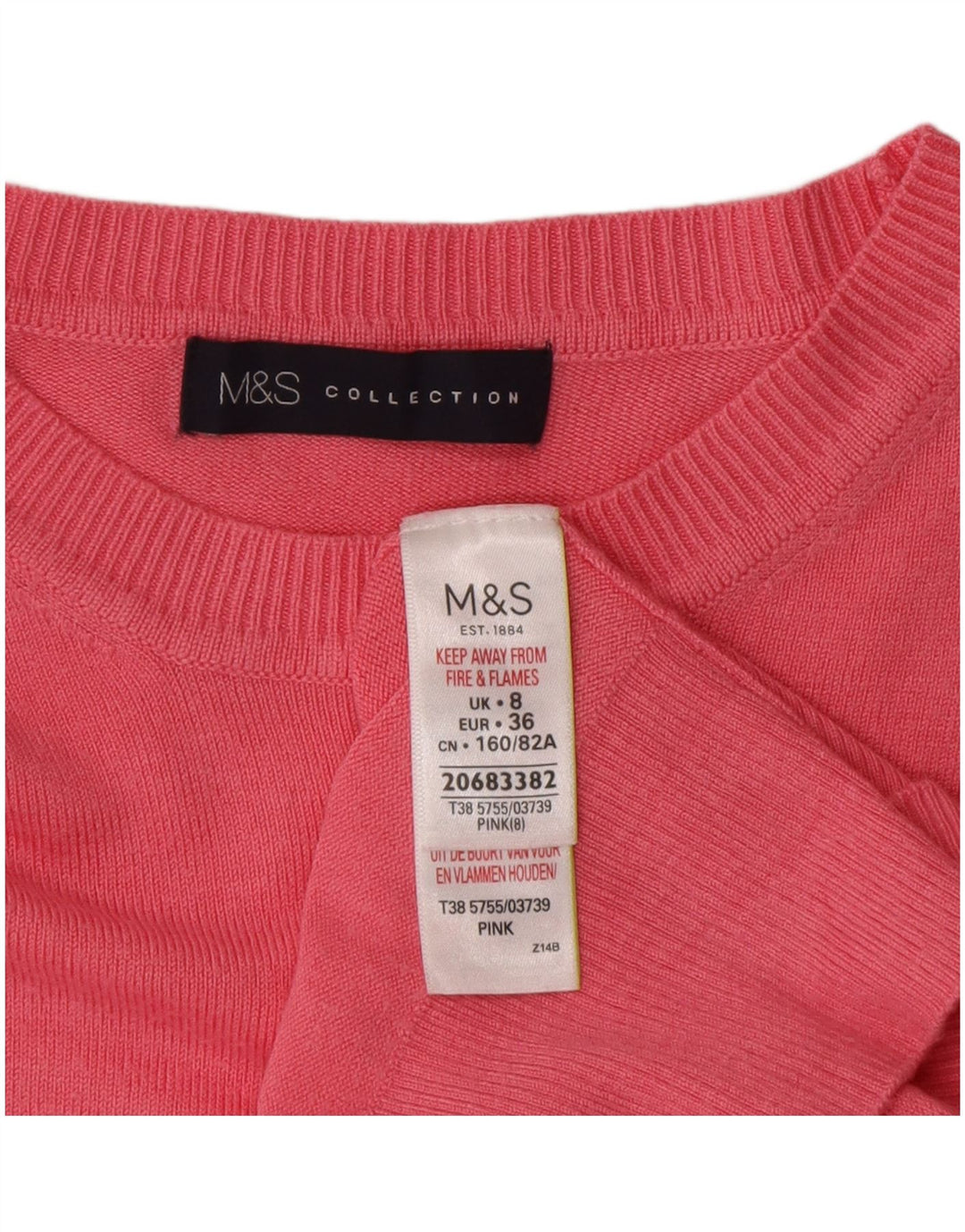 Marks & Spencer Dame Boat Neck Jumper Sweater UK 8 Small Pink