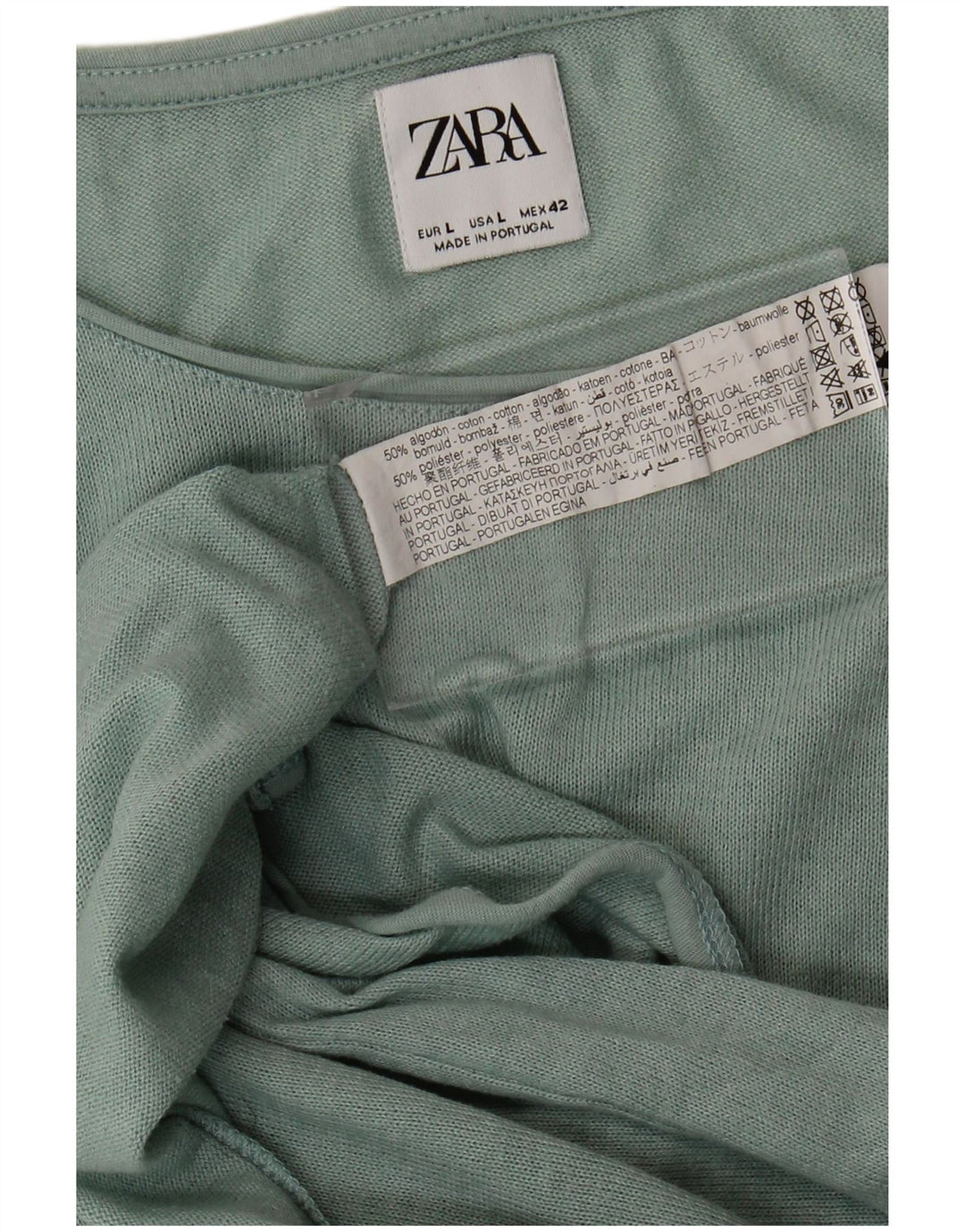 Zara Herre T-Shirt Top Stor Grøn Bomuld