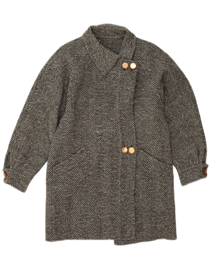 Vintage dameoverfrakke UK 14 Medium Grey Herringbone