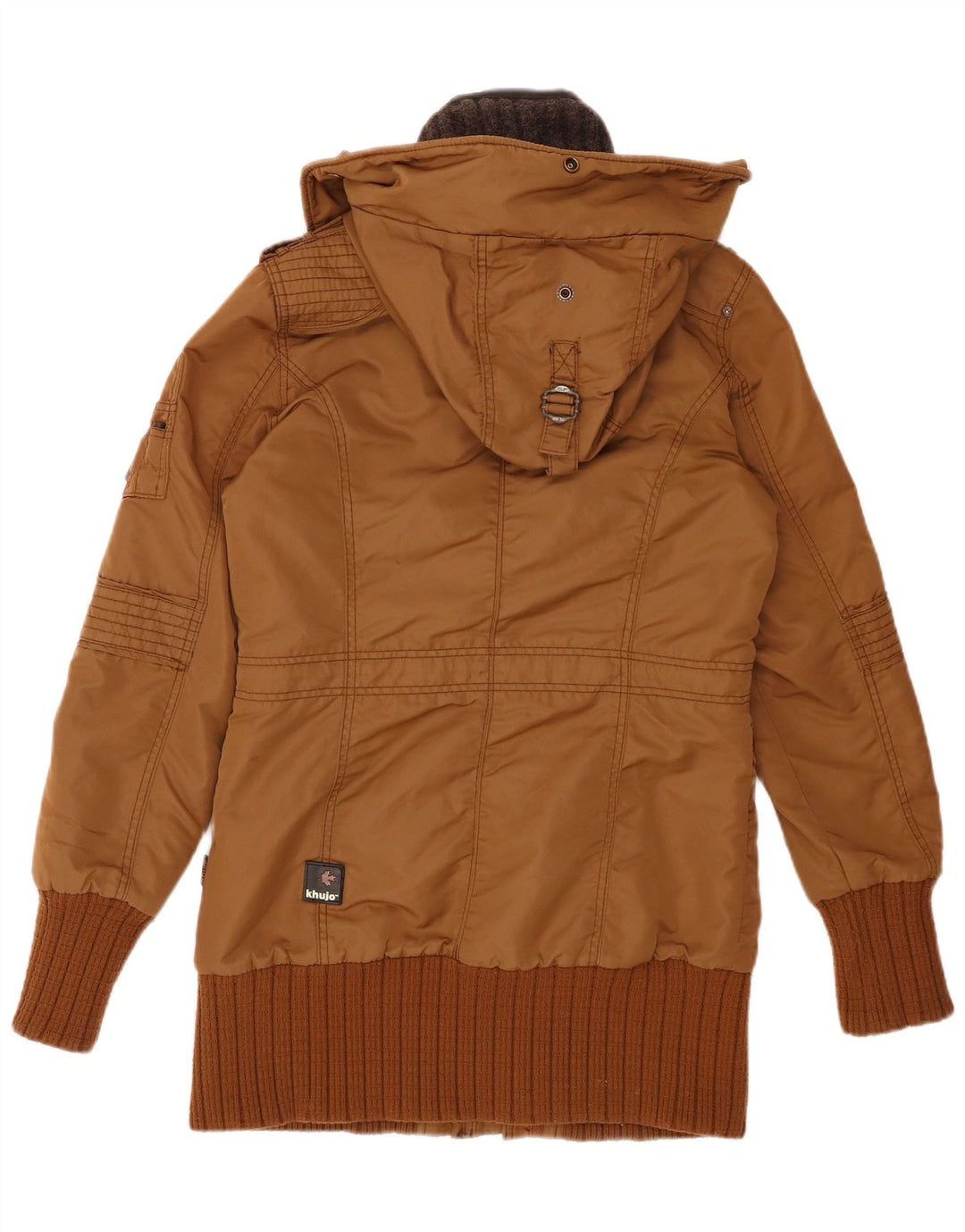 KHUJO Militær Parkajakke med hætte til kvinder UK 14 Medium Brun Polyester