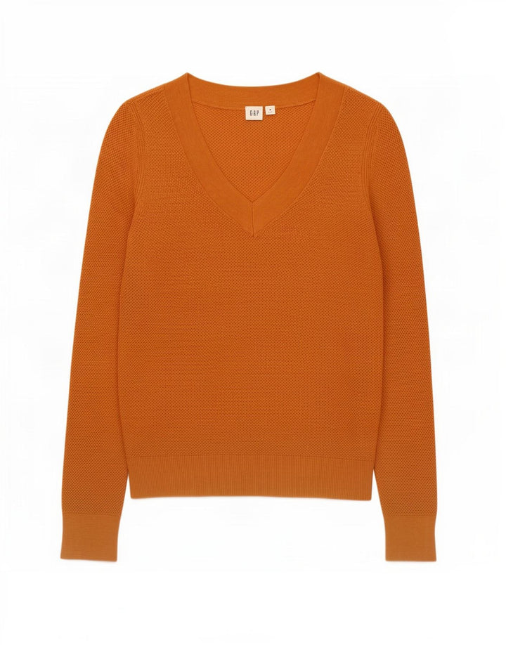 Gap Dame V-hals sweater UK 14 Medium Brun Bomuld