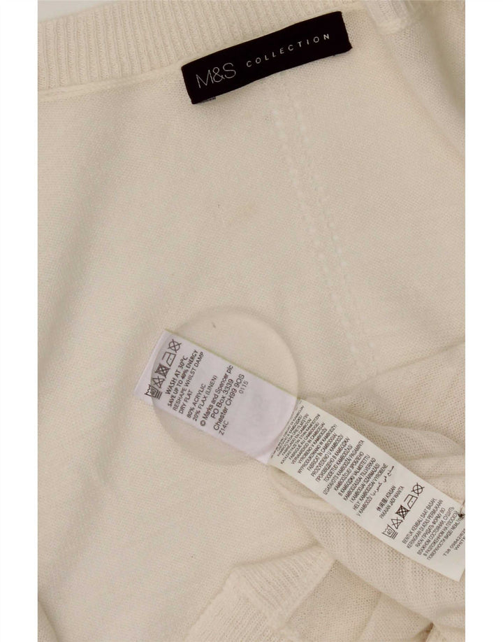 Marks & Spencer Dame Longline Åben Cardigan Sweater UK 14 Medium White
