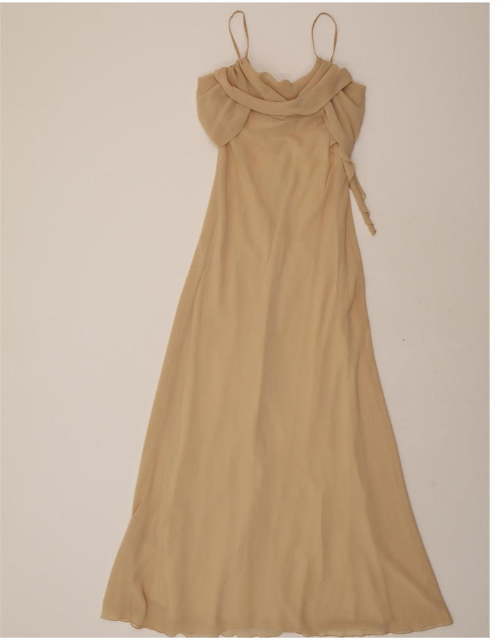 LOTZ Womens Sleeveless Maxi Dress UK 12 Medium  Beige Polyester Vintage Lotz and Second-Hand Lotz from Messina Hembry 
