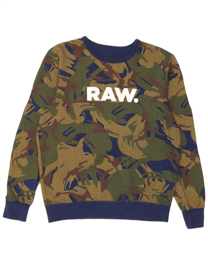 G-Star Herre Grafisk Regular Fit Sweatshirt Jumper Stor Grøn Camouflage