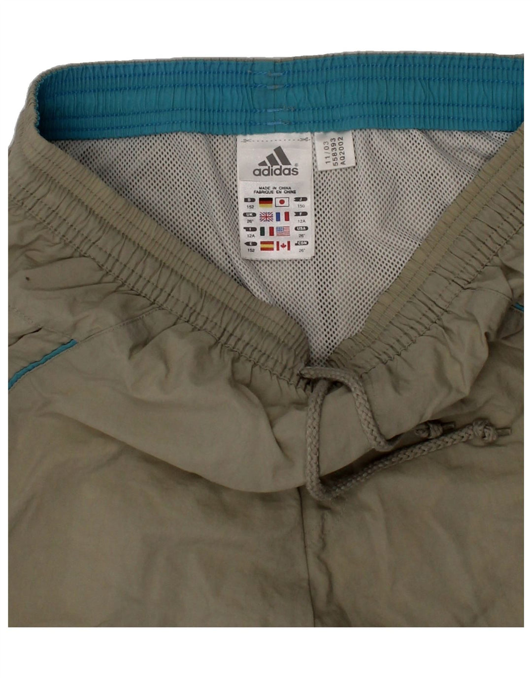 ADIDAS Boys Sport Shorts 11-12 Years  Khaki Polyester Vintage Adidas and Second-Hand Adidas from Messina Hembry 