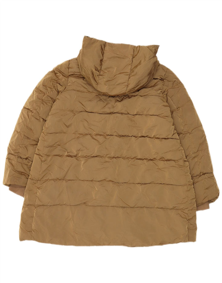 Zara Dame Hætte Oversized Polstret Jakke UK 14 Medium Khaki Polyamid