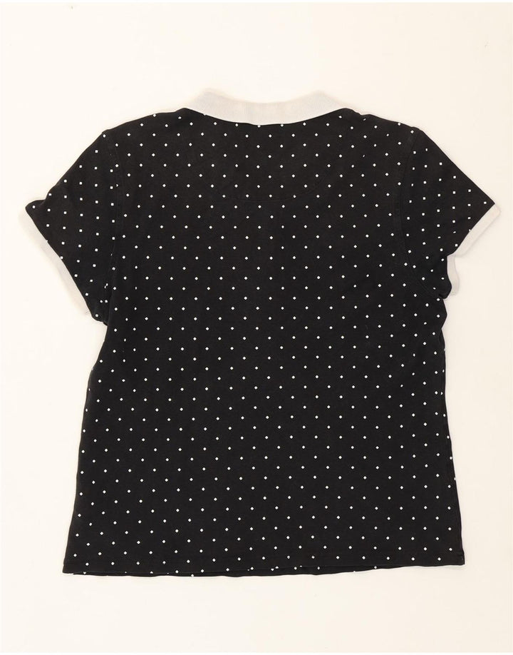 Fred Perry Dame Polo Shirt UK 14 Stor sort plettet bomuld