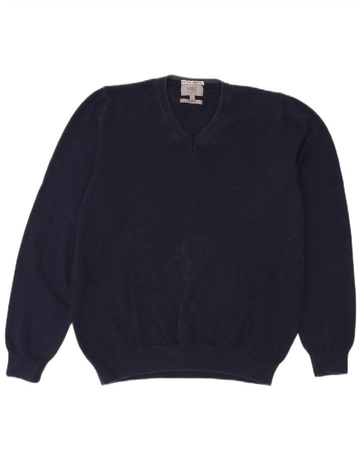 Marks & Spencer Herre V-hals sweater Stor marineblå bomuld