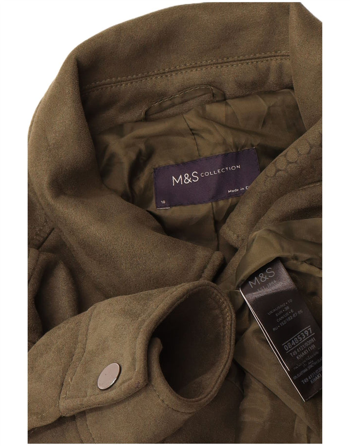 Marks & Spencer Womens Bomber Jacket UK 10 Small Khaki Polyester
